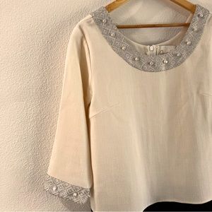 Elegant midi Zayan Brand evening dress in creamy beige and black, size XL